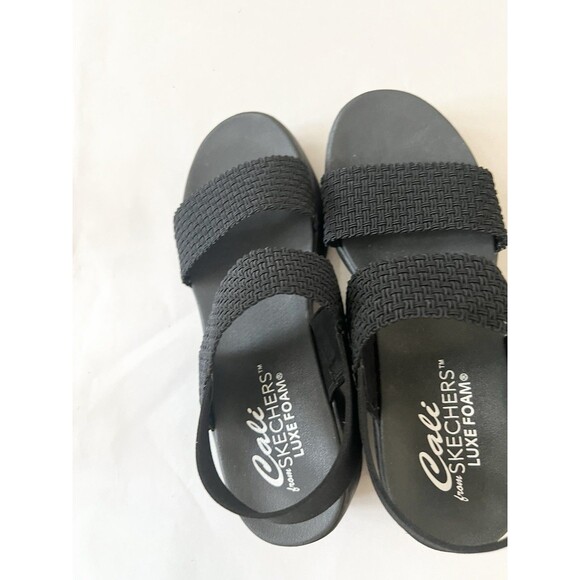 Skechers Cali Rumble On Black Women Sz 9 Luxe Foam Comfort Sandals Stretch Strap - Picture 3 of 7